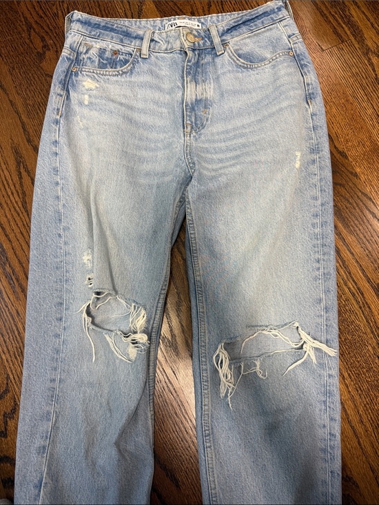 Zara Denim - Zara Light Blue Ripped Relaxed Jeans